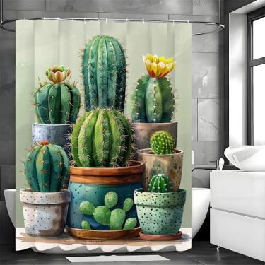 Imagem de Cortina de chuveiro Creative Cactus 180x200cm de poliéster impermeável
