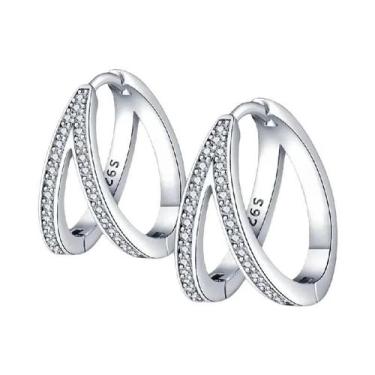 Imagem de Brincos De Argola Minimalistas Em Prata Esterlina 925 Com Fecho De Zir