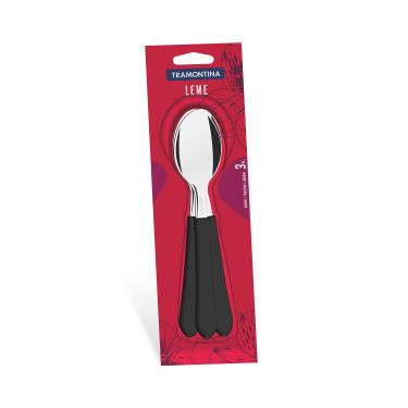 Imagem de Conjunto de Colheres de Mesa Tramontina Leme com Cabo em Polipropileno Preto 3 Peças