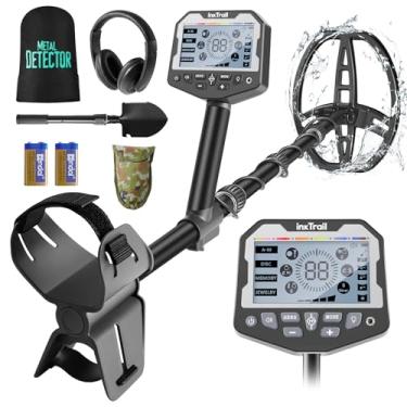 Imagem de InkTrail Detector de metais para adultos profissionais, detectores de metais pontuais com bobina de pesquisa à prova d'água de 28 cm para detecção de ouro, maior precisão, visor LCD maior, 5 modos,