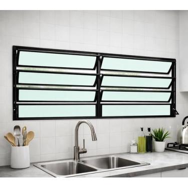 Imagem de Vitro Basculante Alumínio Preto 2 Seções 80x200 Brecorimo