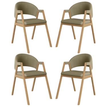 Imagem de Kit 4 Cadeiras Suellen Luxo Reforçada Mesa De Jantar Linho Bege