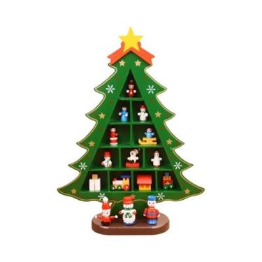 Imagem de Árvore De Natal De Madeira Vermelha 3D Para Decoração De Mesa Criativa