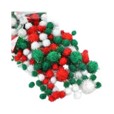 Imagem de Enfeites De Natal Em Forma De Bola De Pelúcia Vermelha E Verde 50100 P