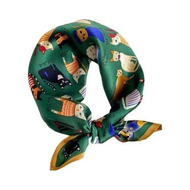 Imagem de Lenço Hijab De Seda Com Estampa Floral De 53cm Para Mulheres, Protetor