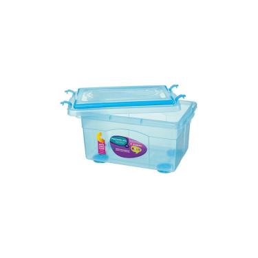 Imagem de Caixa Organizadora Sanremo Top Stock em Plástico Azul com Trava Infantil 4,3l