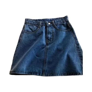 Imagem de Saia Jeans Vintage De Cintura Alta plus Size Para Mulheres, Casual, Mo