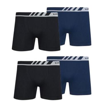 Imagem de Kit 4 cueca kids box infantil microfibra sem costura lupo, P, Preto co