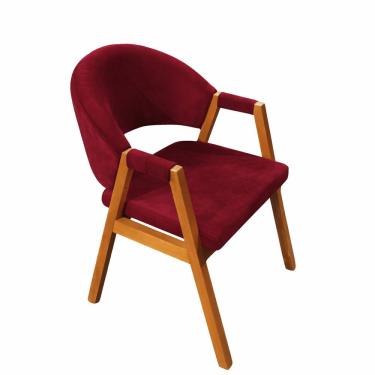 Imagem de Cadeira Milano Estofada em Veludo com Base de Madeira Vinho Liberty Móveis