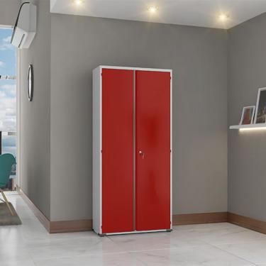 Imagem de Armário Aço Escritório Fechadura 3 Prateleiras EA302 Vermelho