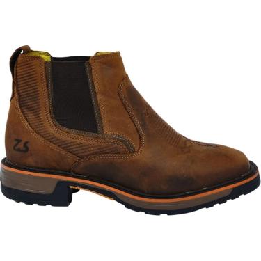 Imagem de Botina Country Masculina Casual Dia a Dia Costurada Elástico Cano Baixo Bico Quadrado Zebu 93110