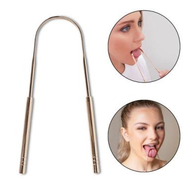 Imagem de Raspador Limpador de Língua Cobre Limpeza Remove Bactérias Saúde Hálit