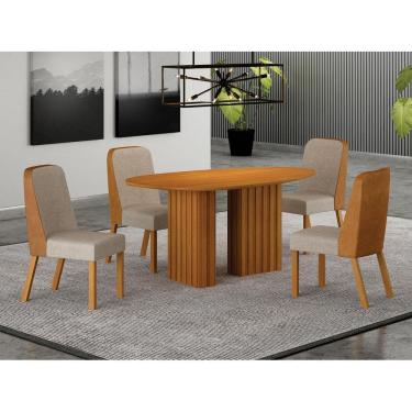 Imagem de Conjunto jantar 4 cadeiras maciça 1,35x90 Iza - Arbo Design