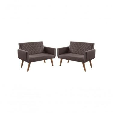 Imagem de Kit 2 Poltronas 2 Lugares Braço Anabelle Unidecor Marrom