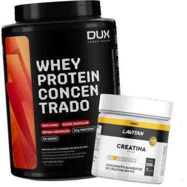Imagem de Whey protein concentrado dux 900g + creatina lavitan 300g, MORANGO