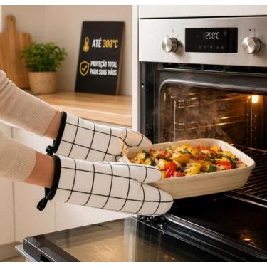 Imagem de Par De Luvas Térmica Forno Cozinha Alta Temperatura Panela Churrasquei