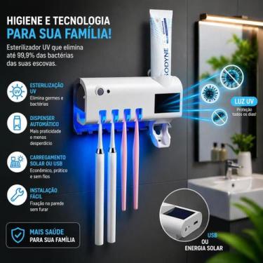 Imagem de Dispensador Pasta De Dente Esterilizador Uv Escovas Branco - Dinks