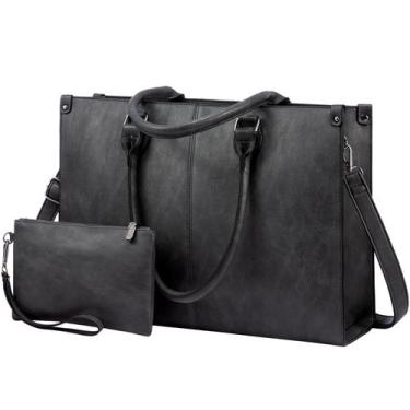 Imagem de Bolsa para laptop LOVEVOOK para mulheres em couro vintage de 15,6 pole