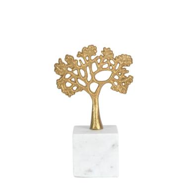 Imagem de Escultura Decorativa Árvore em Mármore e Metal Dourado 23cm 21921 Mart