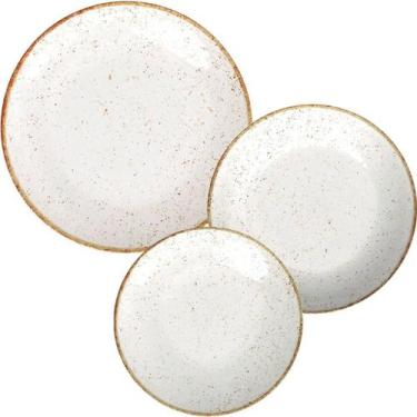 Imagem de Jogo de Pratos Porcelana Tramontina Rústico Marrom 18pçs Decorados Ras