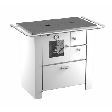 Imagem de Fogão a Lenha Branco Elevare Industrial Master N°01 Esquerdo com Chapa Superior de Ferro Fundido