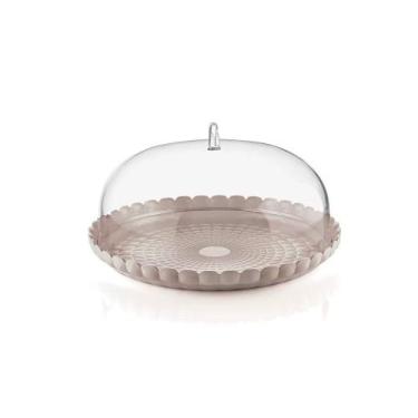 Imagem de Porta Bolo com Domo BPA Free 36Cm Grande Tiffany - Taupe - Guzzini