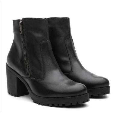 Imagem de Bota Tratorada Feminina Couro Verniz Salto Medio Conforto - Venetto, 3