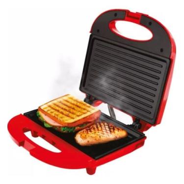 Imagem de Sanduicheira E Grill Elétrica Misteira Antiaderente 2 Em 1 Cor Vermelh