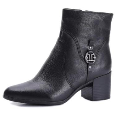 Imagem de Bota Feminina Detalhe Metalizado Couro Salto Bloco Bottero, Preto, 36
