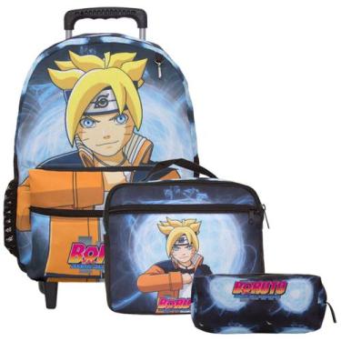 Imagem de Mochila Infantil Masculina Rodinha Boruto e Lancheira Barata - TOYS 2U