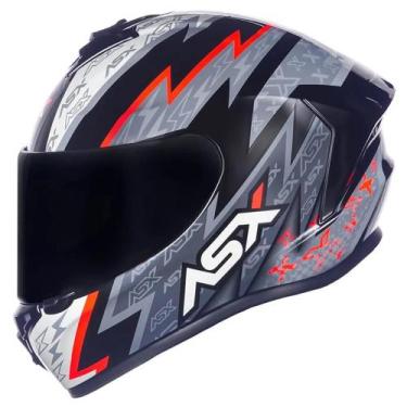 Imagem de Capacete ASX Draken Thunder Preto Brilho / Cinza / Vermelho, 58