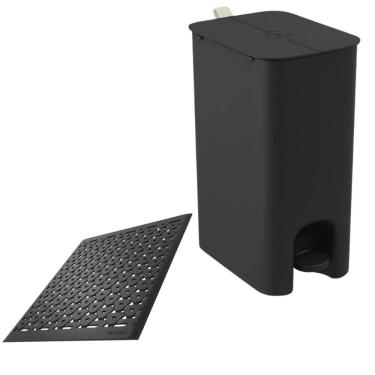 Imagem de Kit Lixeira Dupla com Pedal 20l E Tapete de Pia 33cm Preto Grade Protetora Cozinha