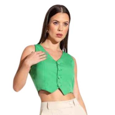 Imagem de Colete Feminino Liso Alfaiataria - IDHOK, Verde, P