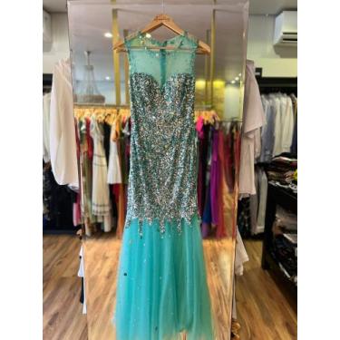 Imagem de Vestido longo festa magalu verde com paete tam 36