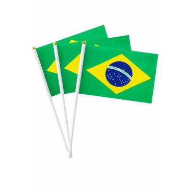 Imagem de Bandeira de Mão Brasil Dupla Face com Mastro Festa Jogo - GXM