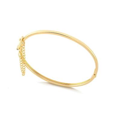 Imagem de Bracelete Oval Liso Com Pega Ladrão Folheado A Ouro - Radhau Joias, Ún