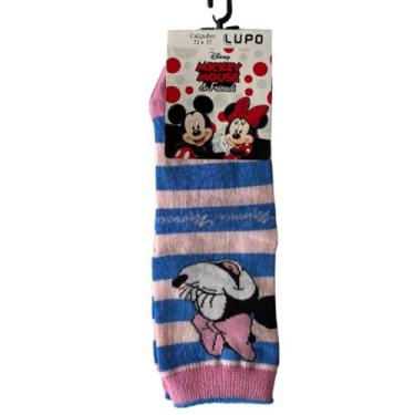 Imagem de Meia Lupo Infantil Disney Estampada Cano Médio Algodão Punho Soft, 230