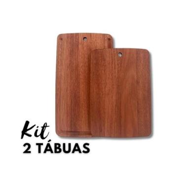 Imagem de Kit 2 tábuas churrasco madeira tramontina corte cozinha