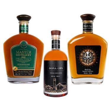Imagem de Kit Master - Blended Whisky, Cachaça Ouro e Rum Black Sea - Master Dis