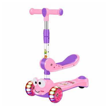 Imagem de Patinete Infantil Sapinho 3 Rodas com Assento Removível Rodas com LED e Guidão Ajustável