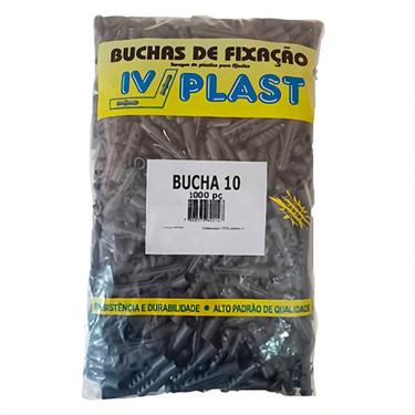 Imagem de Bucha de Fixacao PP S10 10x50mm com Aletas Anti-Giro Polietileno Alta Densidade 1000 Unidades