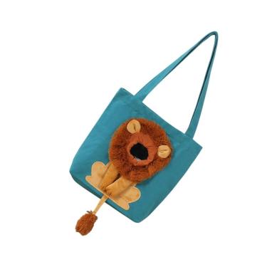 Imagem de Bolsa de Transporte para Pets BSL3905 Gatos e Cachorros Estampa Leão Náilon Azul