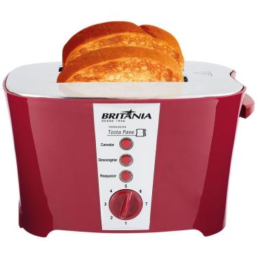 Imagem de Torradeira Tosta Pane com 7 Níveis de Tostagem e Coletor de Migalhas Vermelho 800W 110V Britânia