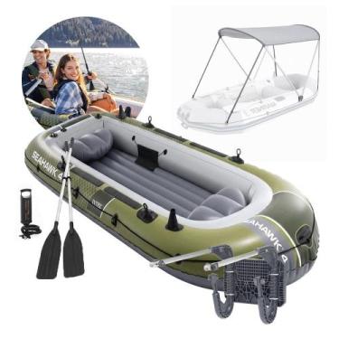 Imagem de Barco Bote Inflável Seahawk 4 351cm 400kg Suporte + Capota Intex