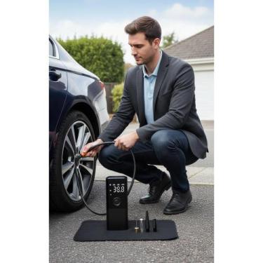 Imagem de 2x Bomba Compressor Pneu Portátil 127/220v Potente Preto - Congratulat