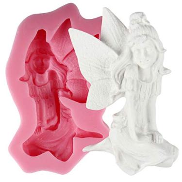 Imagem de Moldes de decoração bolo silicone Fada Elfa Sentado, Sugarcraft Fondant Cupcake Topper Molde de doces confeiteiro Açúcar antiaderente chocolate manteiga resina cabochão argila polímero pasta goma cera