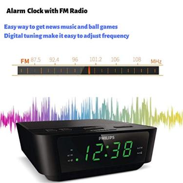 Imagem de Rádio Despertador Digital Philips para Quarto FM Radio, Display LED, Soneca fácil, Temporizador de Sono, Bateria de reserva (Baterias vendidas separadamente)