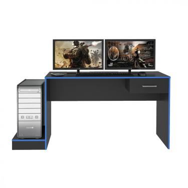 Imagem de Escrivaninha Artely Gamer Espaçosa Com Uma Gaveta - Preto com Azul