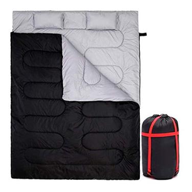 Imagem de LIANG Saco de dormir duplo para acampamento 4 estações à prova d'água espesso e destacável adequado para caminhadas acampamento tapete de dormir