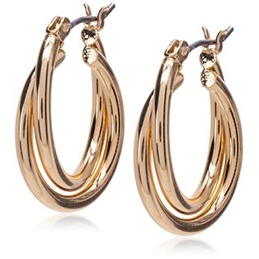 Imagem de Nine West Brincos de argola torcida com brilho infinito, Metal